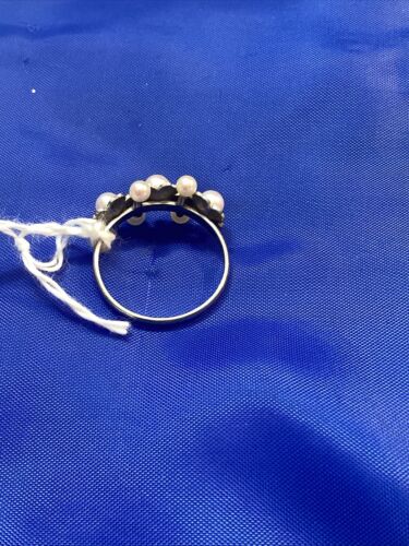 Antique Platinum Cultured Pearl Delicate Flower Design Ring Size 6 - Picture 2 of 12