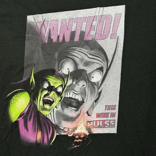 Vintage Green Goblin Wanted T-Shirt Size XL Black Marvel 90's Y2K Hanes Tag NEW - Picture 3 of 10