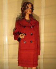New Piana Loro Fleurette Dark Red 100% Wool Coat Jacket Size 16 $1195.00