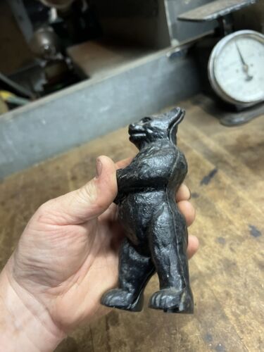 Moneta vintage vecchia rara PAT APD FOR orso nero animale salvadanaio ghisa USA - Foto 5 di 19
