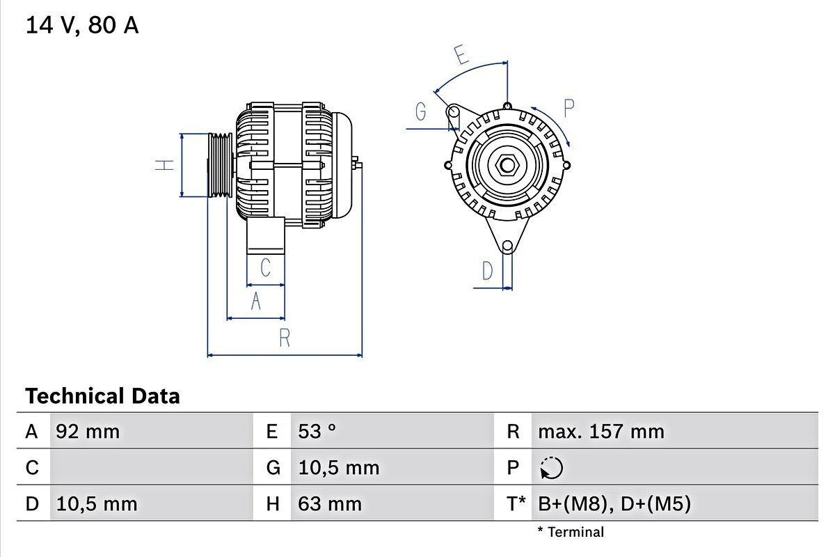 その他 T BOSCH Alternator For CITROEN Jumpy FIAT LANCIA PEUGEOT SUZUKI 92
