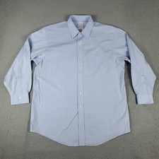 Brooks Brothers Shirt Mens Size 17 Blue Madison Dress Button Up Long Sleeve 