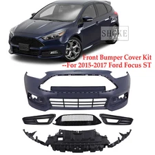 Front Bumper Cover Kit W/O Fog Light Upper Grill For 2015 - 2017 Ford Focus ST