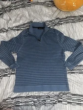 Tasso Elba Striped Blue XL 1/4 Zip Pullover Long Sleeve Sweater
