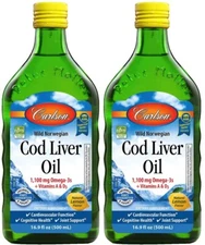 Carlson Labs Norwegian Cod Liver Oil Lemon Flavor 500ml 16.9 floz -2 Bottle pack