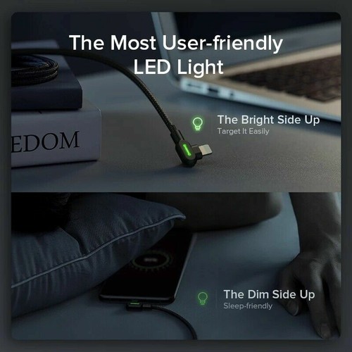 MCDODO USB LED Right Angle Game Cable Sync Chaging Cord For iPhone 12/XS/X/8/7/6 - Zdjęcie 6 z 15