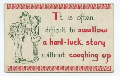 Hard Luck Story Men Talking Comic Art Humor Postcard