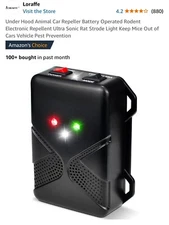 Under Hood Animal Repeller Battery Operated Rodent Repellent Ultrasonic Rat D...