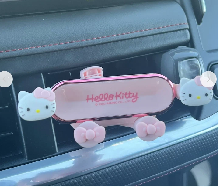 Nuevo Sanrio Hello Kitty Rosa Coche Manos Libres Teléfono Soporte Ventilación Fácil Clip Montaje Foto 2 de 4