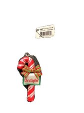 Ganz Candy Cane Christmas Ornament Bow Personalized Red Silver Choose Name NWT