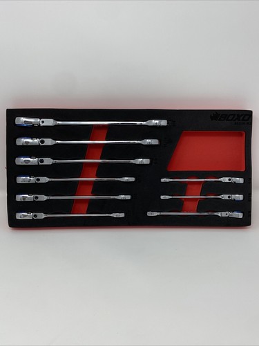 Boxo BX535-R2 9-Piece Flex Head 100T SAE Ratcheting Combination Wrench Set - 第 1/3 張圖片