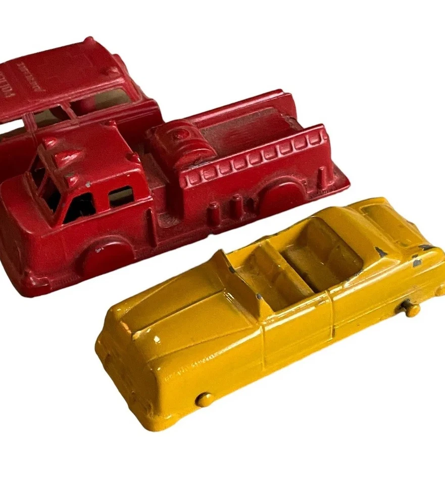 De colección Midgetoy Camión de Bomberos Taxi Cabina Coche de Policía Años 50 Rockford IL Lote 3 Rojo Foto 2 de 4
