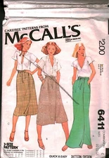 6411 Vintage McCalls SEWING Pattern Misses 1970s Wrap Skirt Carefree OOP Sew 12