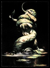 Frank Frazetta Fantasy Art Exotic Pin Up Card 72 Serpent Man Fighting Snake