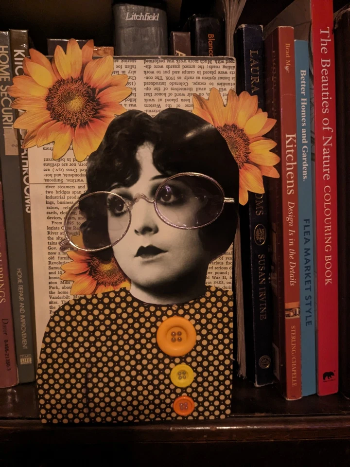 Arte de medios mixtos Girasoles Hippie Mod Años 60 Jardín Granja Bohemio Gafas de Verano Foto 2 de 2
