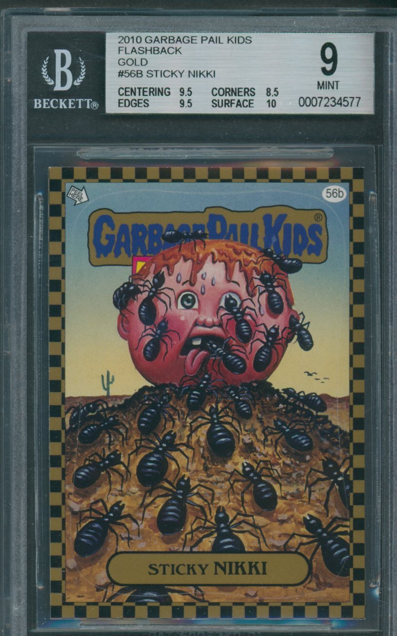 Sticky Ricky Garbage Pail Kid 2010 Garbage Pail Kids Flashback Gold #56B Sticky Nikki BGS MINT 9 * ...