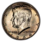 1964 50c Kennedy Silver Half Dollar - Speckled Rainbow Toning - BU - SKU-Y5167