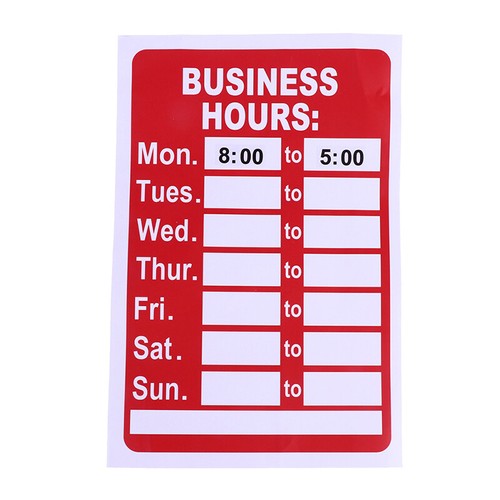 PVC Business Hours Sign with Number Sticker Signs Plastic Vinyl Sign=YA - Picture 9 of 12