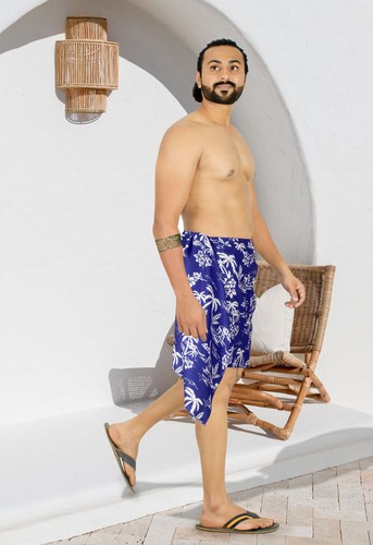 LA LEELA Men's SarongSwim Bath Pareo Aloha Wrap One Size Royal Floral - 第 3/3 張圖片