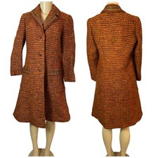 Walton Pierce Vintage 1970  s Womens Trench Coat Tweed Wool Front Pockets Sz S/M
