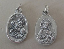 Heiliger Georg / Herz Jesu Jesus Anhänger Medallie Kettenanhänger 1 Stück FM022