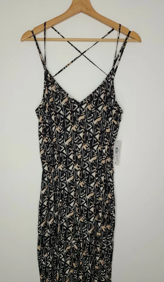 Mono para mujer Bisou Bisou negro blanco roto tostado sin mangas pierna ancha talla 16 nuevo con etiquetas Foto 2 de 4