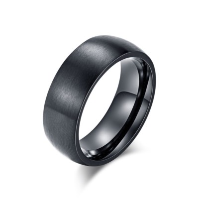 8mm Men's Blue / Black Plating Titanium Steel Bands Wedding Brushed Ring Sz 7-12