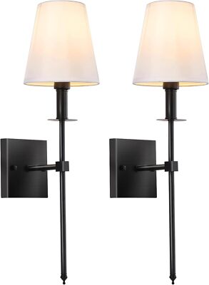 Wall Sconces Set of Two Black,2 Hardwired Wall Lights (No Bulb,Black)