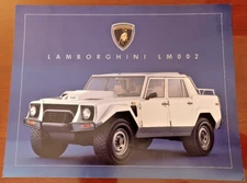FACTORY BROCHURE LAMBORGHINI LM002 SINGLE PAGE SPEC SHEETS