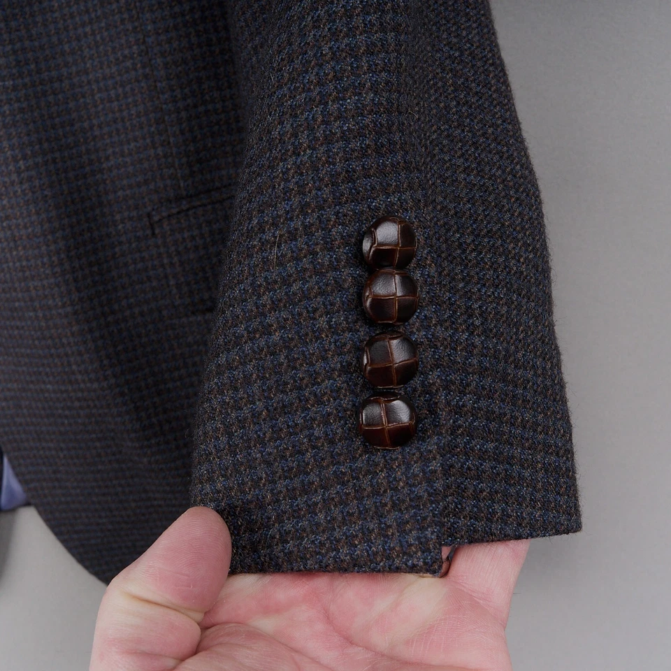 Saddlebred Sport пальто 46R синий коричневый шерсти гончая Tweed блейзер - Изображение 4 из 4