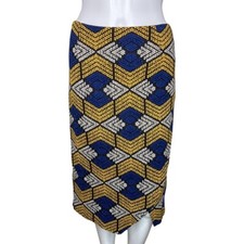 Anthropologie Maeve Skirt Womens 6 Blue Green Geometric Kanara Bohemian Colorful