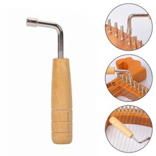 Lyre harp tuning wrench with wooden handle adjustment tool.