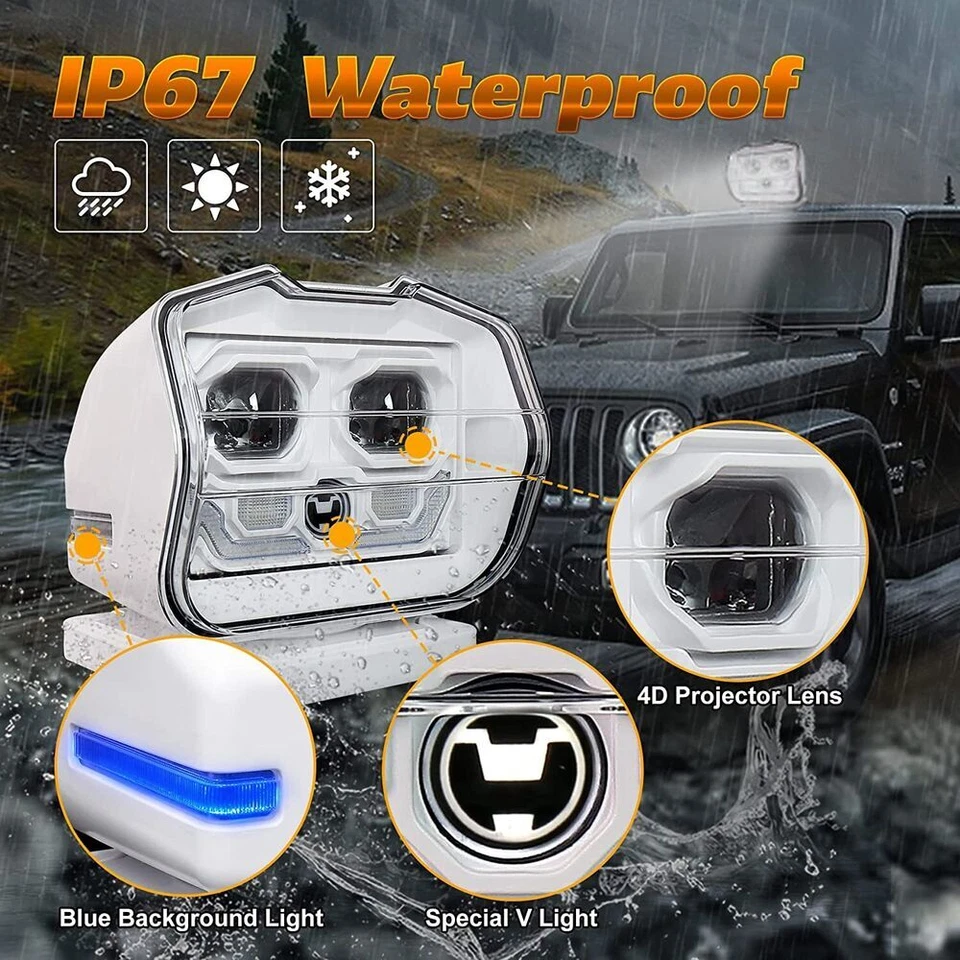 Truck Boat RV Wireless 60W LED Searchlight Marine Remote Control Spot Light - Image 4 of 4