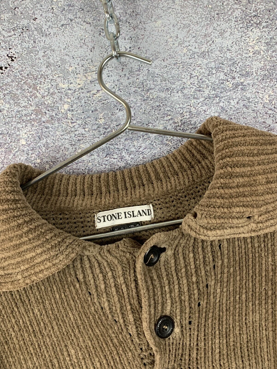 STONE ISLAND VINTAGE 90’s VELOUR VELVET KNITWEAR SWEATER WITH A COLLAR