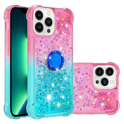 Liquid Glitter Case Ring Stand Gradient Color Cover For iPhone 17 16 Pro Max 16e