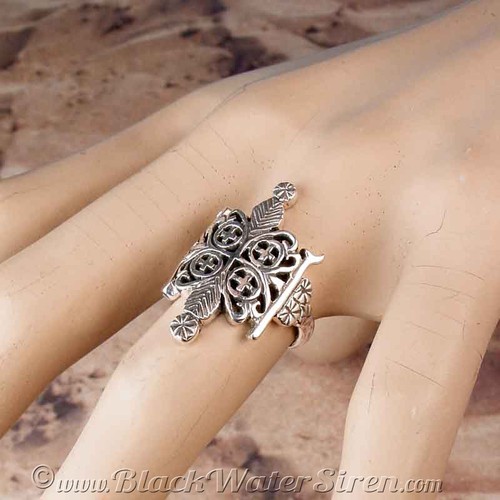 VOODOO VEVE - PAPA LEGBA - RING Veve Sterling SILVER 925 Lwa Vodou - Picture 3 of 8