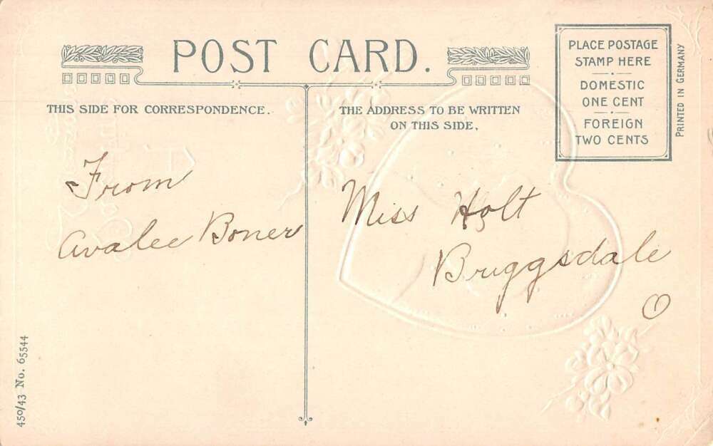 Valentines Greetings Lady Silver Heart and Roses Winsch Postcard