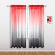Red And Black Ombre Sheer Curtain 52X63 Inch Window Panel For Girls Room Decor