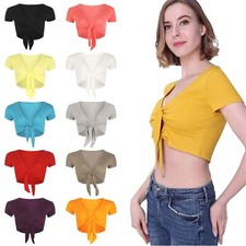 NEW LADIES TIE UP CROP SHRUG WOMENS WRAP OPEN BOLERO CARDIGAN TOP SIZE 8-14