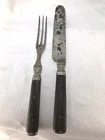 Civil War Era Pewter Fork and Knife with Wooden Handles Landers Fry & Clark