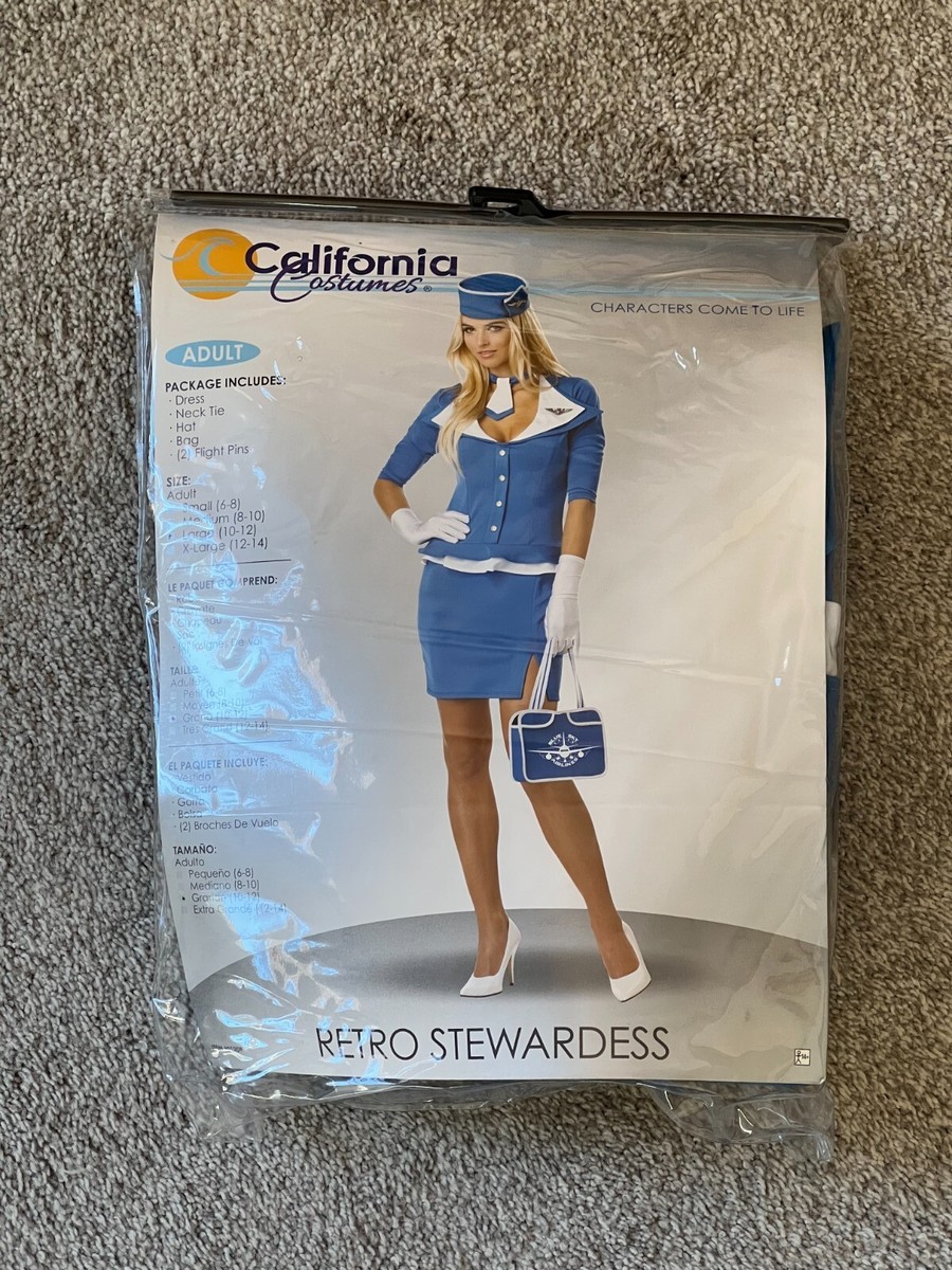 Sexy Air Flight Attendant Retro Stewardess Adult Halloween Costume