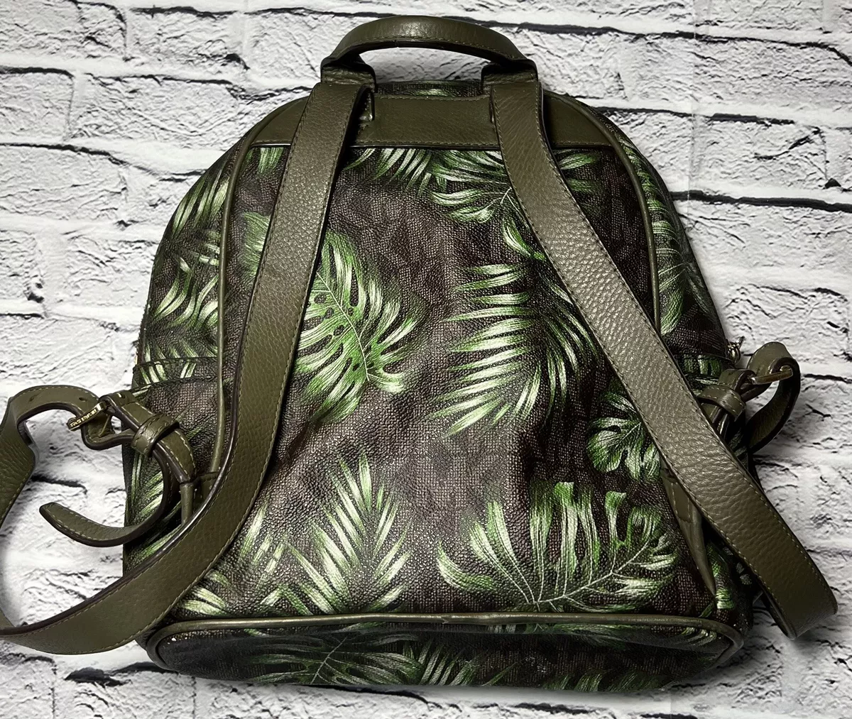 Michael Kors Leather Abbey Logo Palm Leaf Backpack Rare eBay
