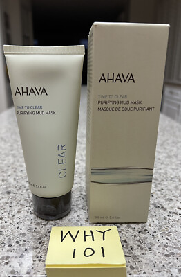 AHAVA Time to Clear Purifying Mud Mask 3.4oz/100mL Full Size; SEALED RET$ 35 NIB