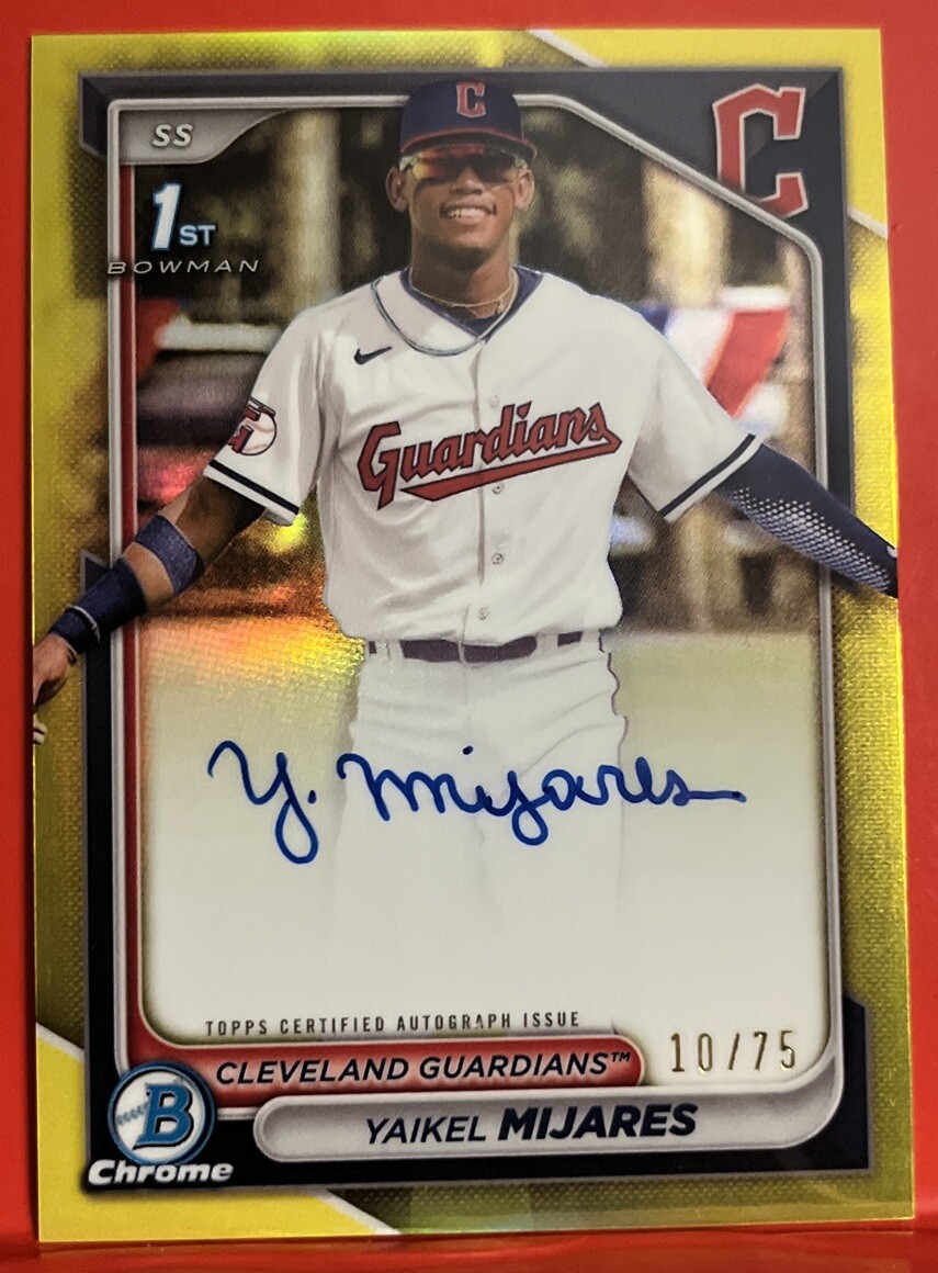 Yaikel Mijares 2024 Bowman Chrome Yellow Autograph #CPA-YMI Guardians 10/75