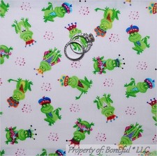 BonEful Fabric FQ Cotton Quilt FROG PRINCE Crown Green Star Kiss Princess Disney