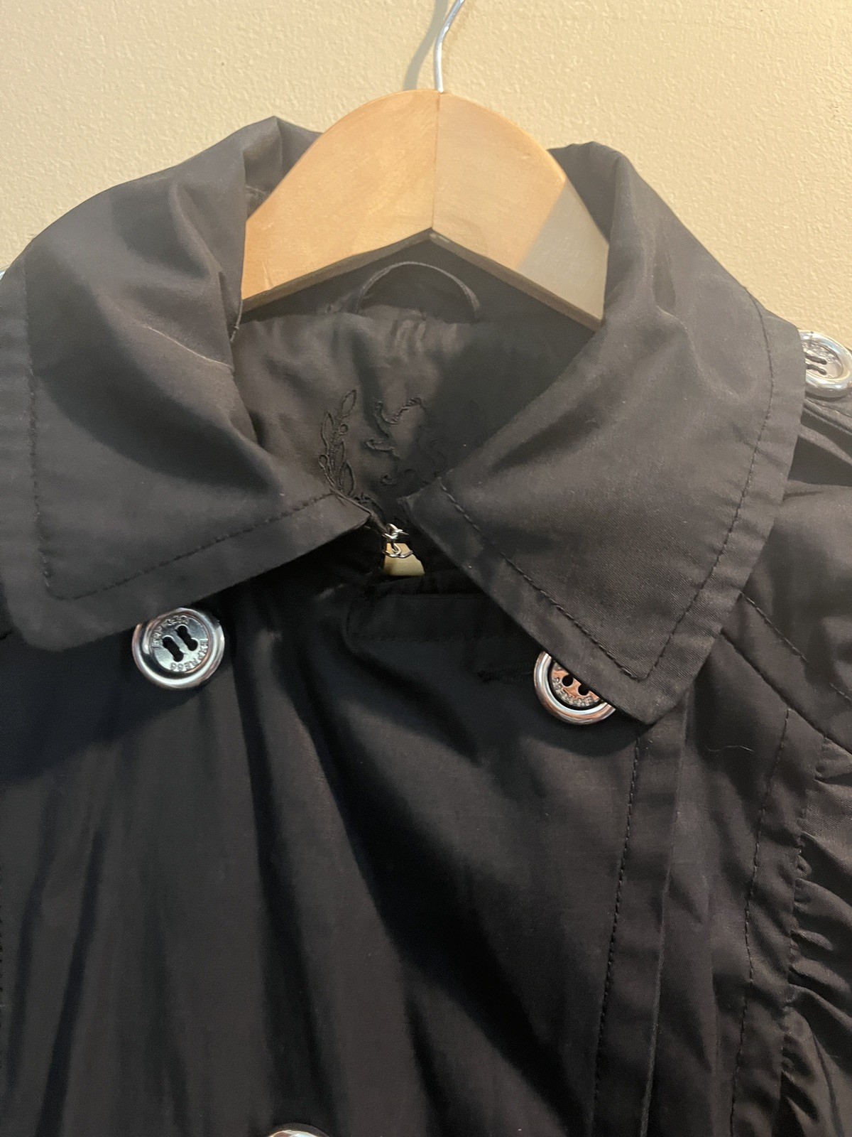 Express Double Breasted Button Front Black Trench… - image 13