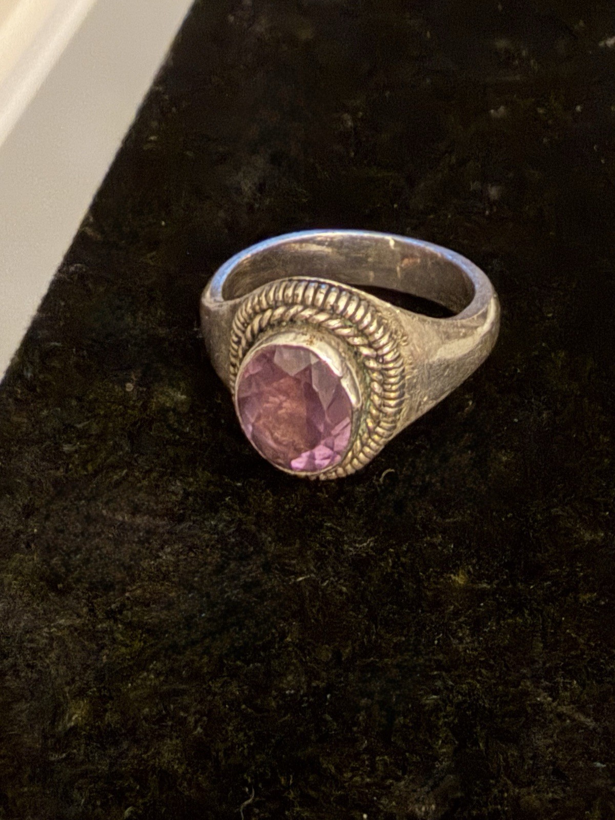 Large Silver Natural Amethyst Ring - image 1