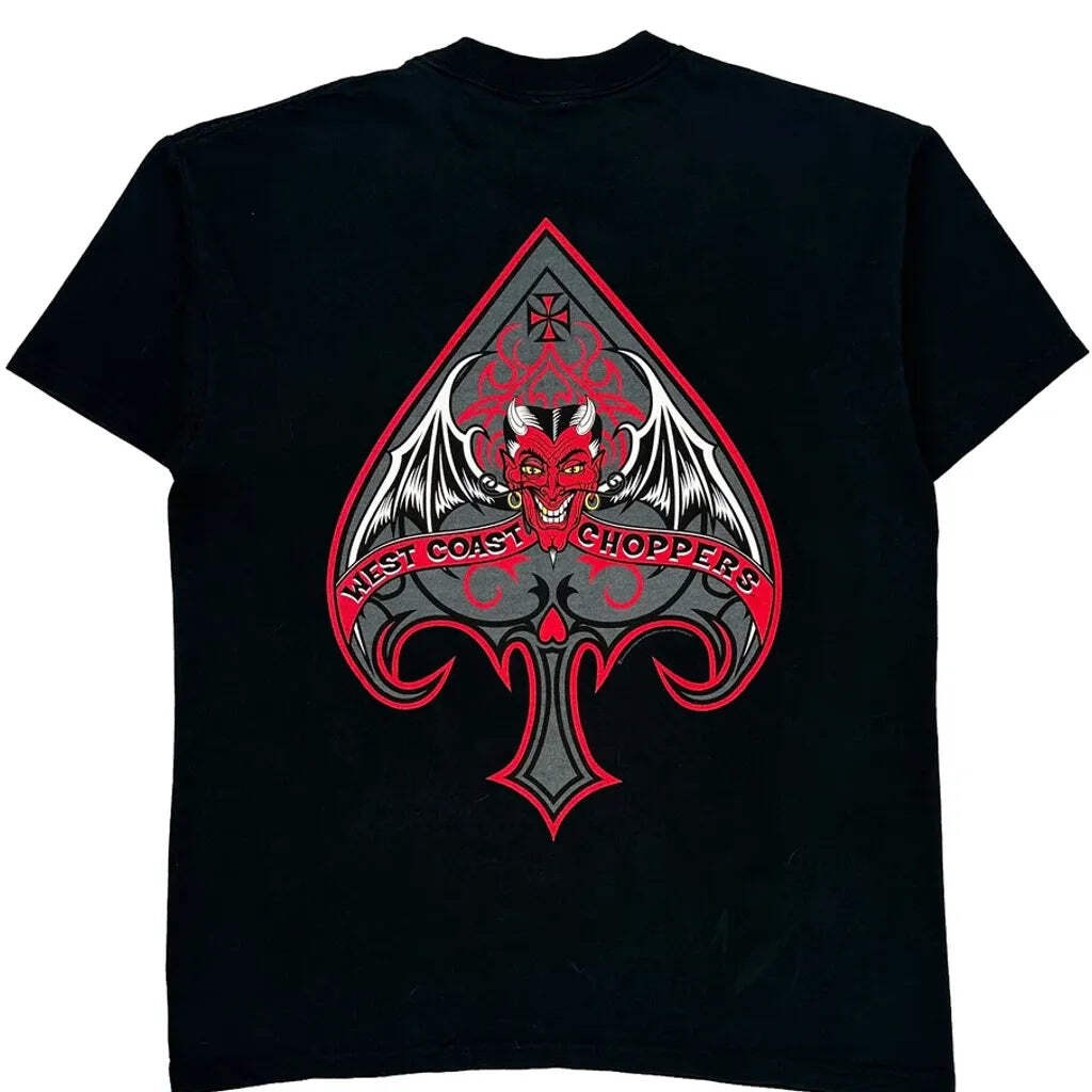 90S West Coast Choppers Devil Ace Of Spades T-Shirt - Medium Black