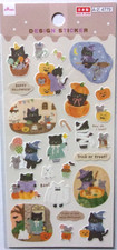 Daiso Halloween Black Cat Sticker Sheet Made In Japan Pumpkin Ghost