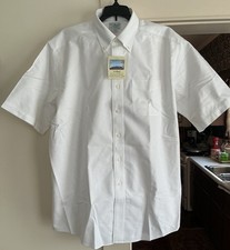 LL Bean Wrinkle Resistant SS Shirt White Button Down Men  s 16 1/2 NWT